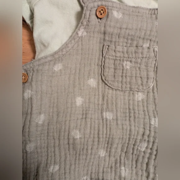 2-Piece Baby Neutral Palms Overall Romper and T-Shirt Set - Picture 2 of 7